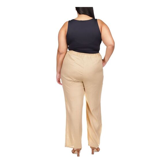 MICHAEL KORS Womens Beige Elastic Waist Wear To Work Straight leg Pants Plus 3X - Picture 2 of 5